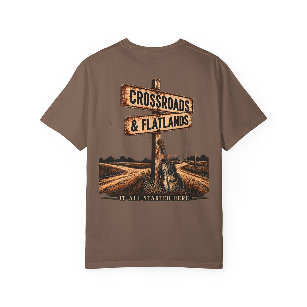 Crossroads & Flatlands Guitar Tee — “It All Started Here” T‑Shirt