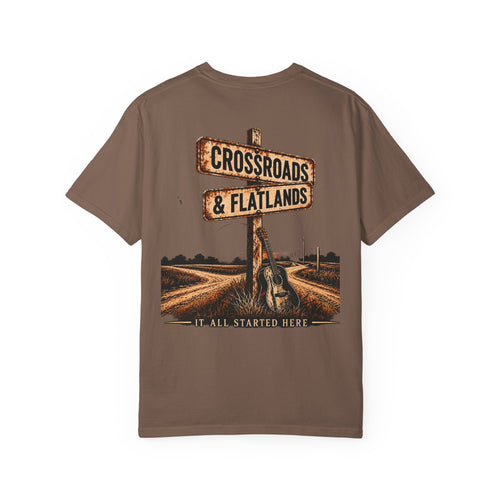 Crossroads & Flatlands Guitar Tee — “It All Started Here” T‑Shirt